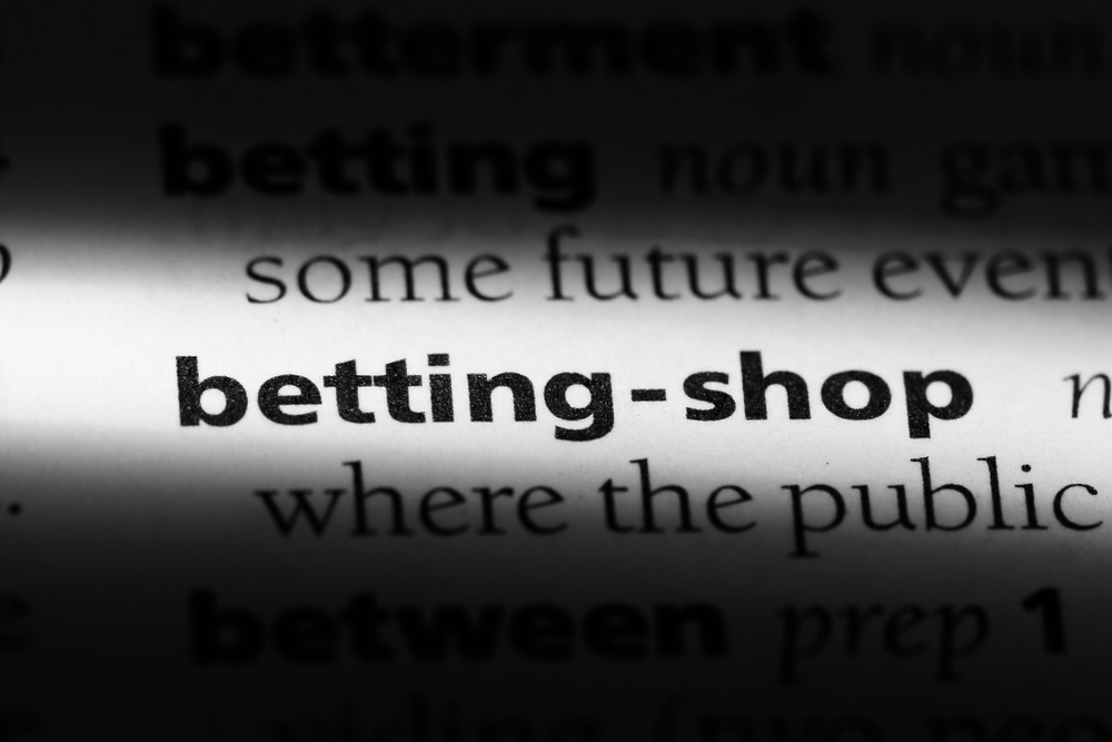 close-up shot of dictionary entry "betting shop"