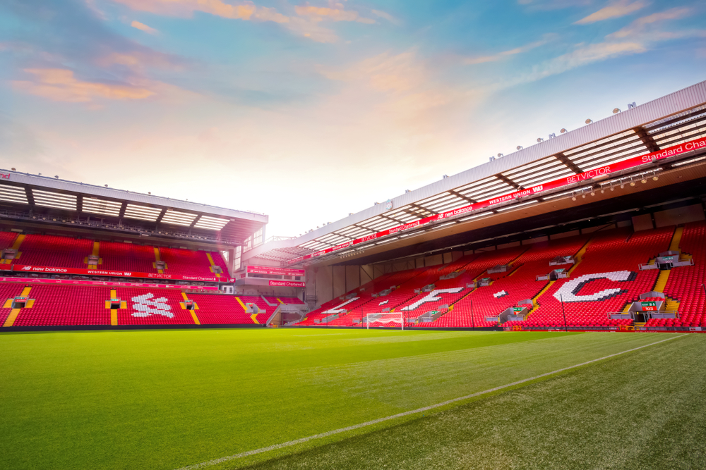 Anfield Stadium, the home ground of soccer club Liverpool FC