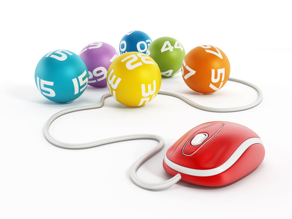 computer mouse connected to lottery balls