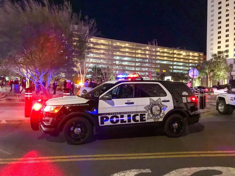 LVMPD police car with lights flashing