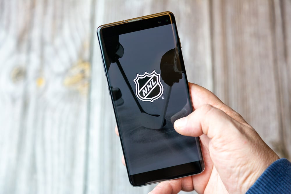 NHL logo on a mobile phone screen