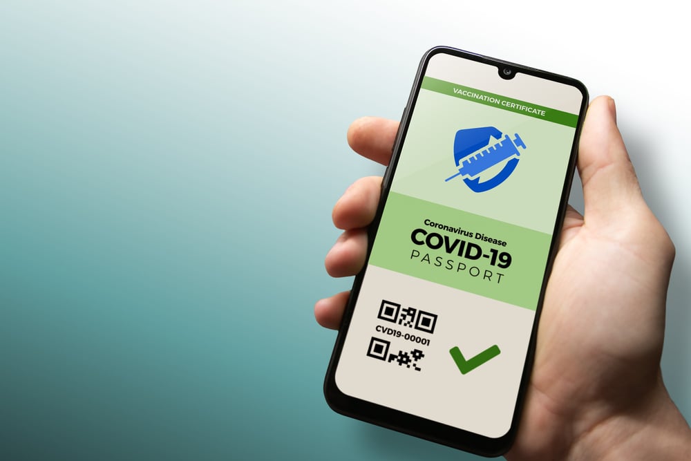 COVID-19 vaccination certificate on cell phone