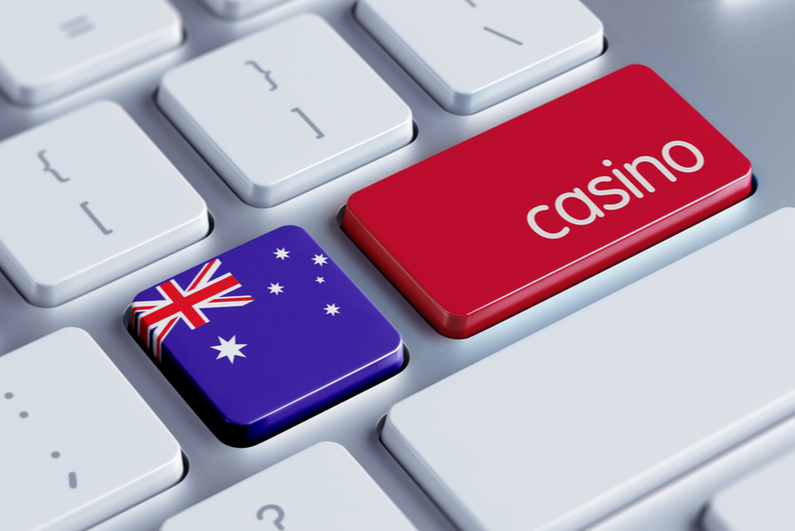 Australian flag with casino on keyboard